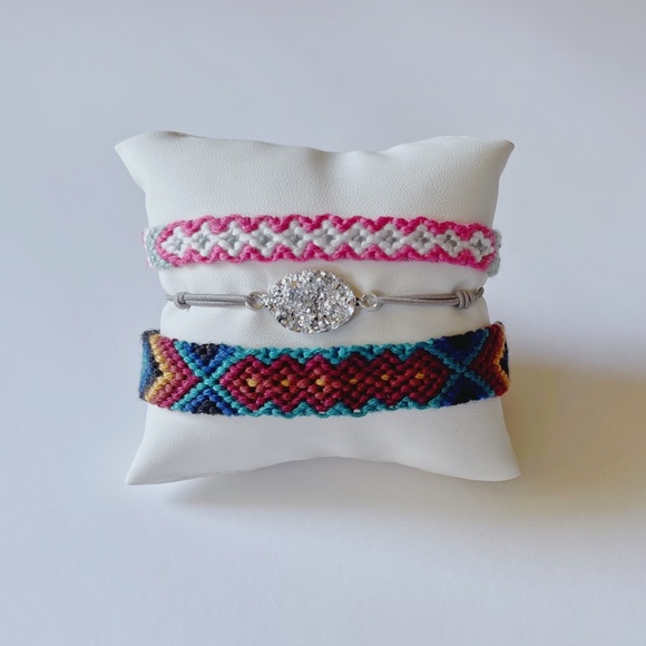 Woven bracelet set druzy crystal stone friendship - Picture 4 of 4